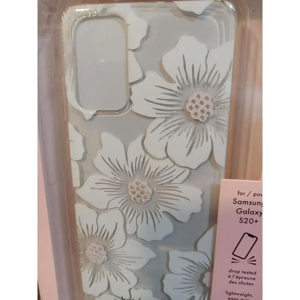 Kate Spade Hardshell Case Clear Pink Hollyhock Floral Samsung Galaxy S20 Plus
